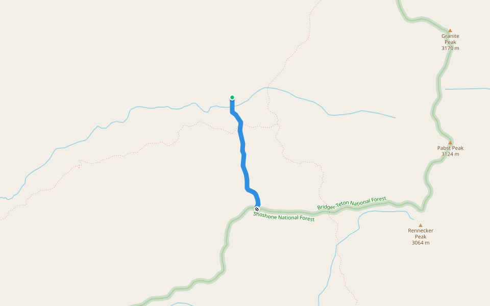 G Snowmobile Trail walking route map in Lander