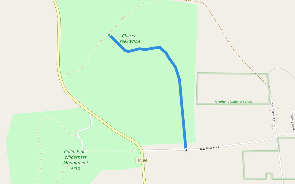 Hardwood Trail walking route map in Marienville