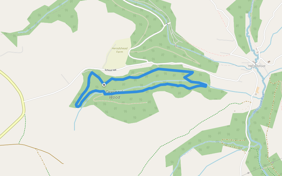 Blue Route walking route map in Herodsfoot