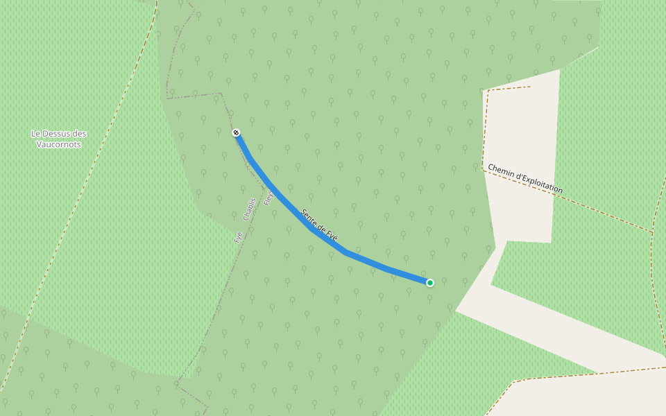 Sente de Fyé walking route map in Fleys