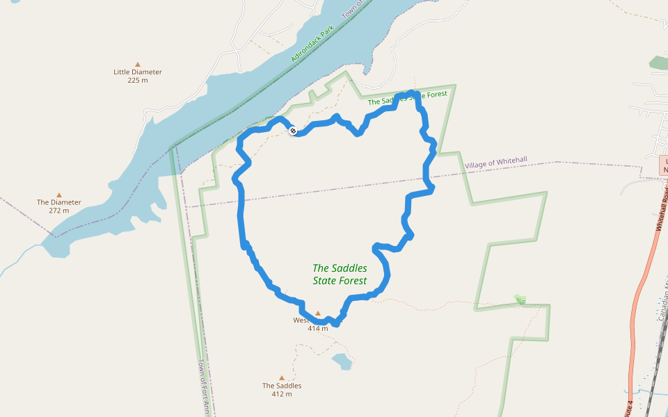 White trail walking route map in Whitehall