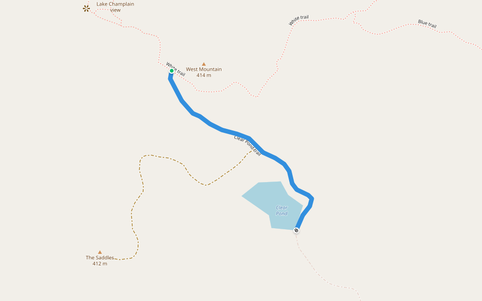 Clear Pond trail walking route map in Whitehall