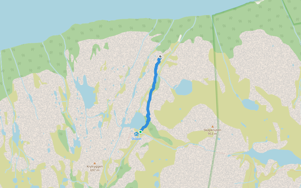 Skåpet-Utsiktspunkt over Lysefjorden walking route map in Flørli