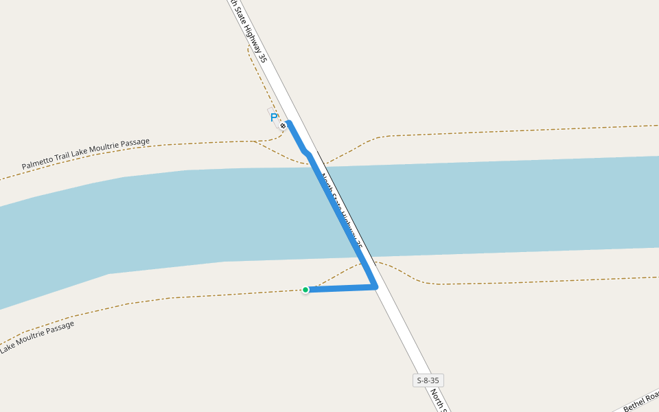 Palmetto Trail Lake Moultrie Passage walking route map in Saint Stephen