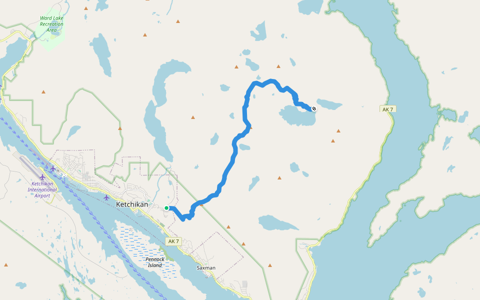 Deer Mountain National Recreation Trail walking route map in Ketchikan
