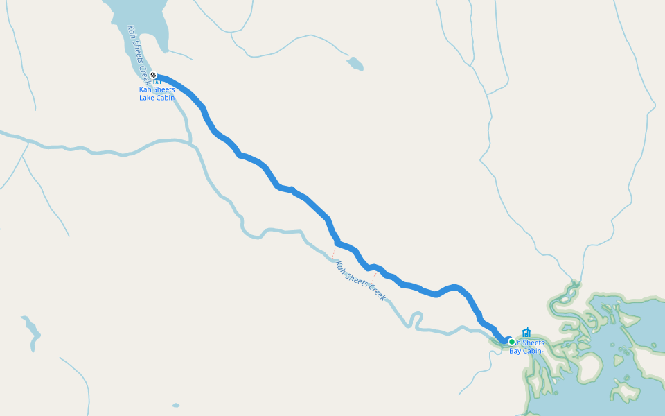 Kah Sheets Lake Trail walking route map in Petersburg
