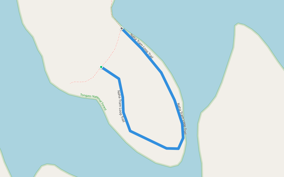 Naha Tram Loop Trail walking route map in Edna Bay