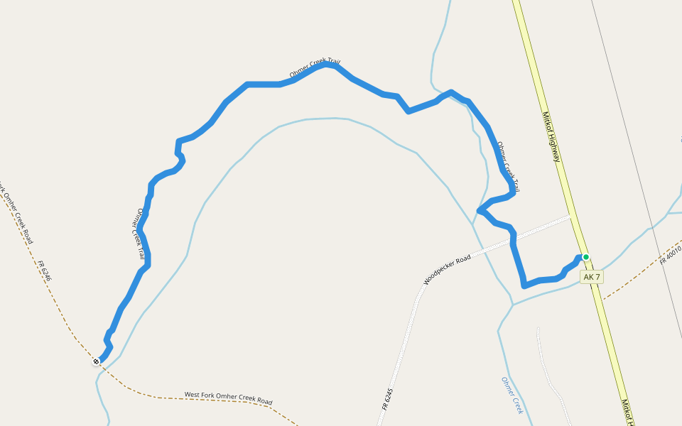 Ohmer Creek Trail walking route map in Petersburg