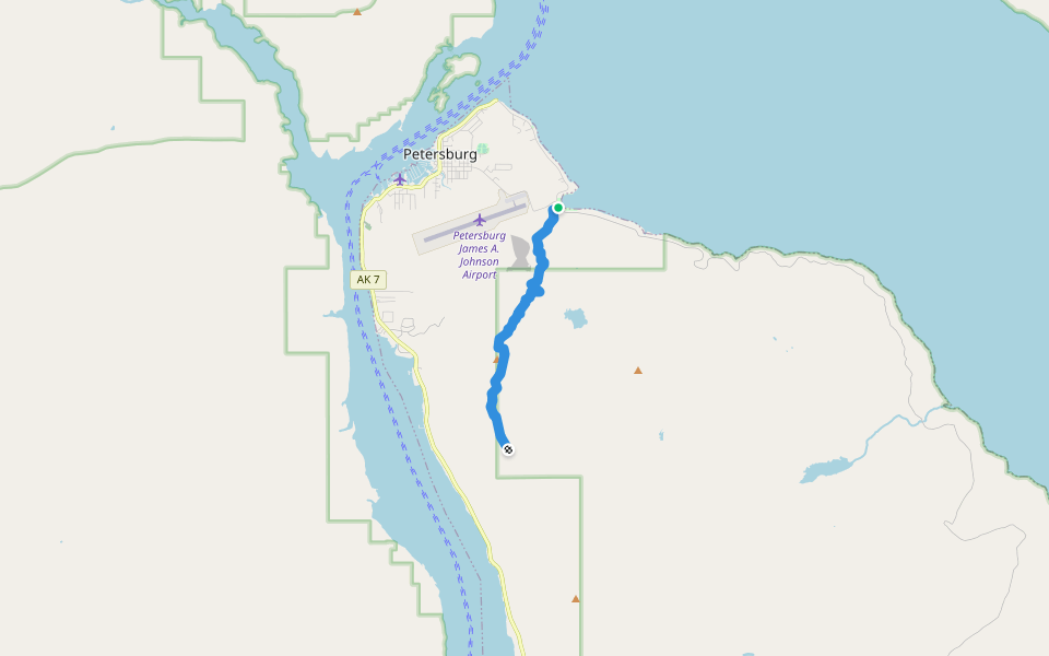 Raven Trail walking route map in Petersburg