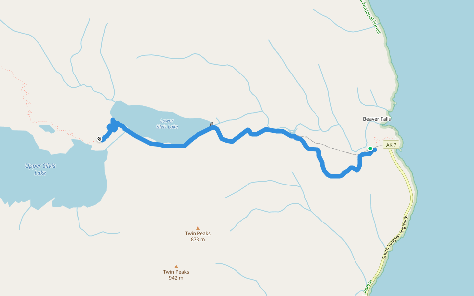 Silvis Lake Trail walking route map in Ketchikan