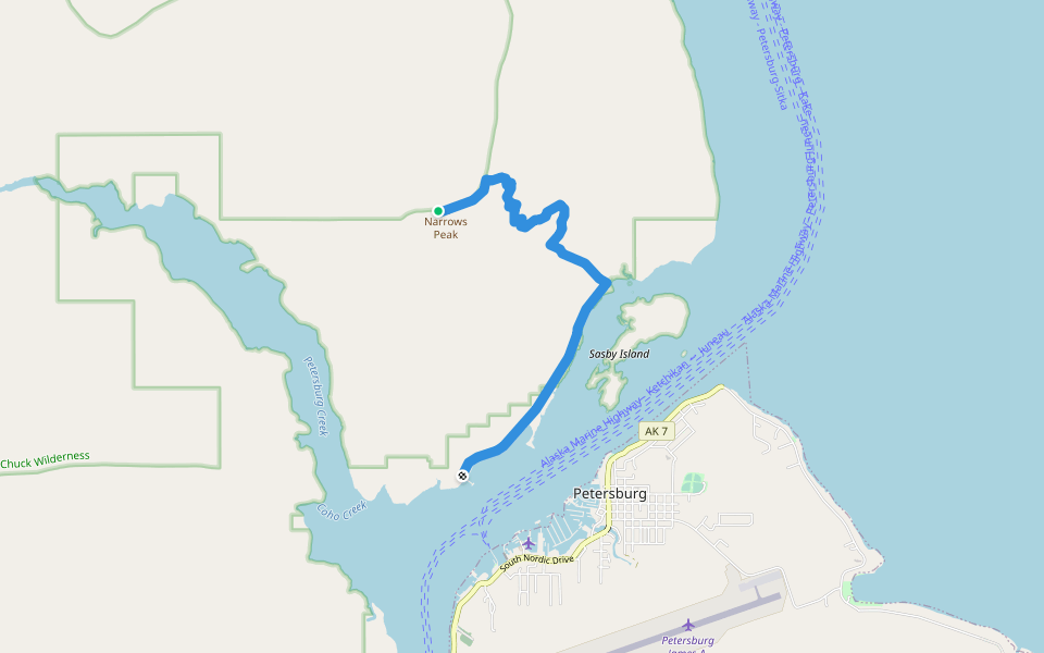 Petersburg Mountain Trail walking route map in Petersburg