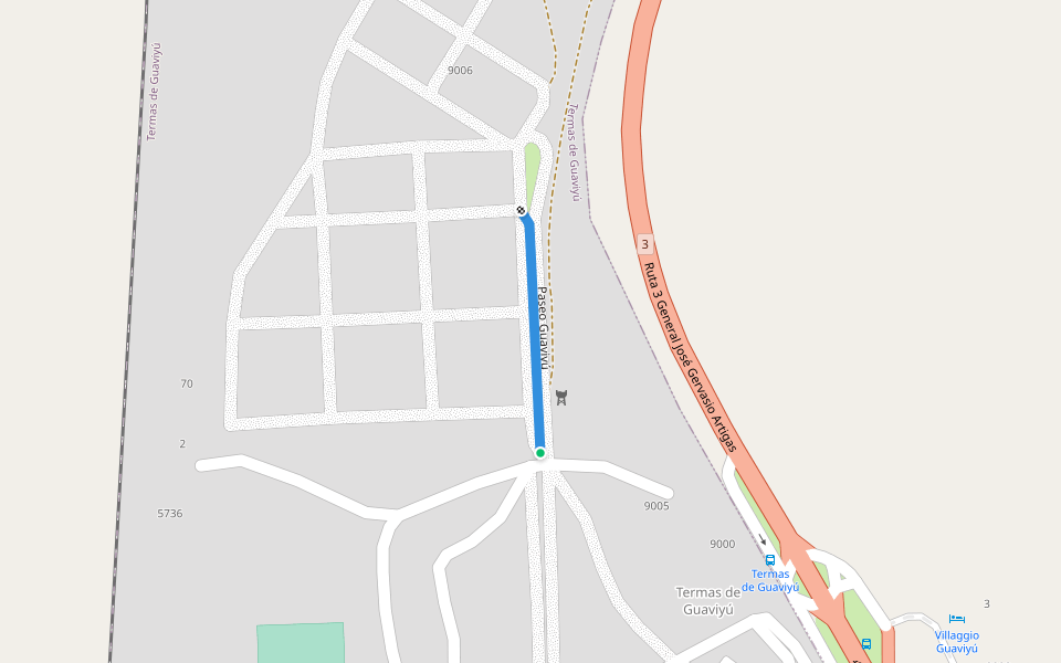 Paseo Guaviyú walking route map in Paysandú