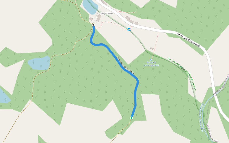 parcours historique walking route map in Saint-Saud-Lacoussière