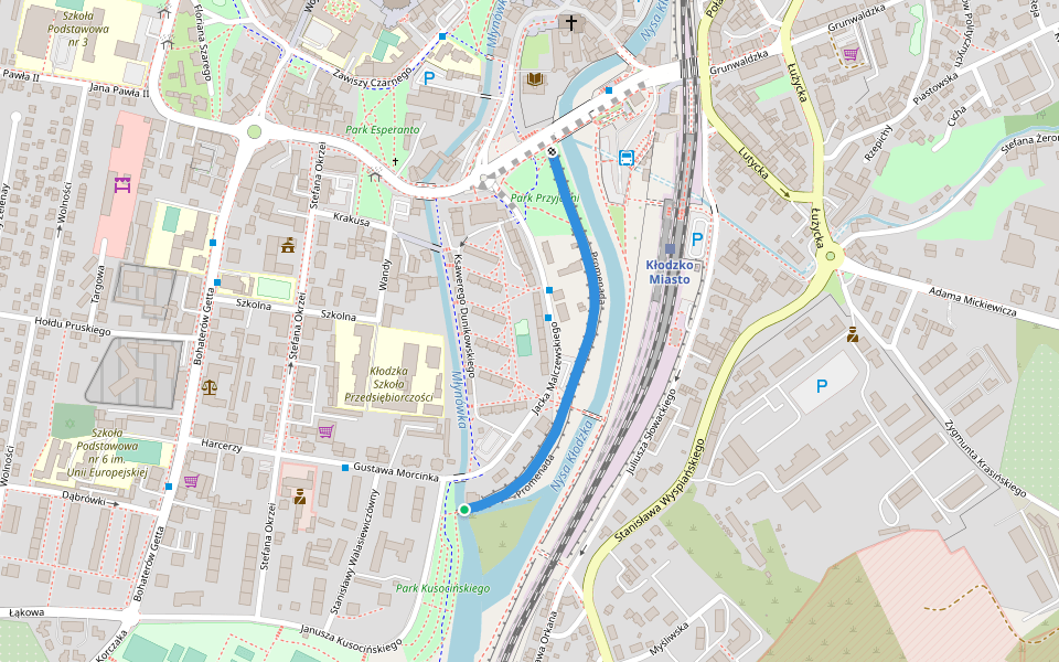 Promenada walking route map in Kłodzko