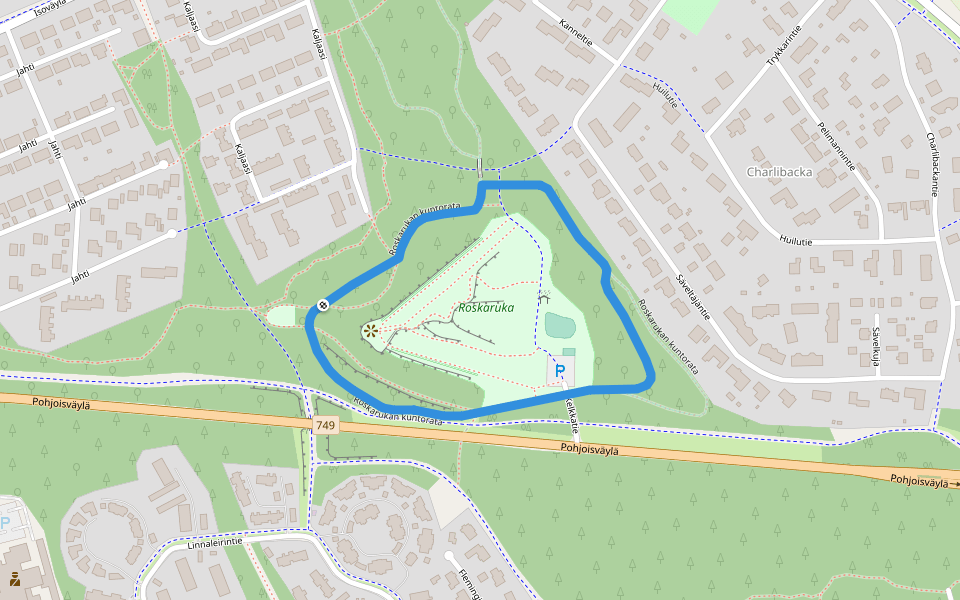 Roskarukan kuntorata walking route map in Kokkola