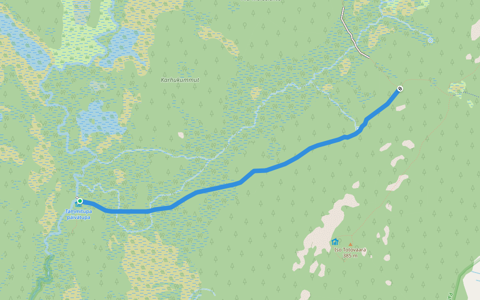 Tammitupa-Totovaara walking route map in Kittilä