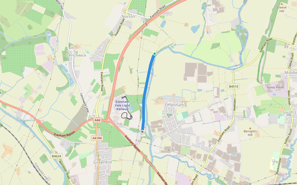 Abandoned railway walking route map in Norton