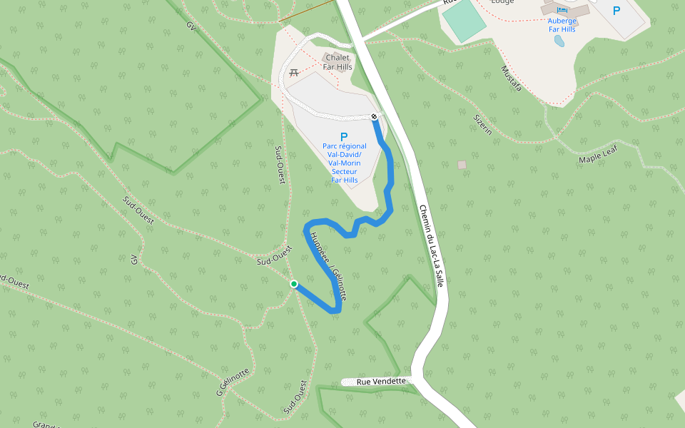 Huppéee  / Gélinotte walking route map in Val-Morin
