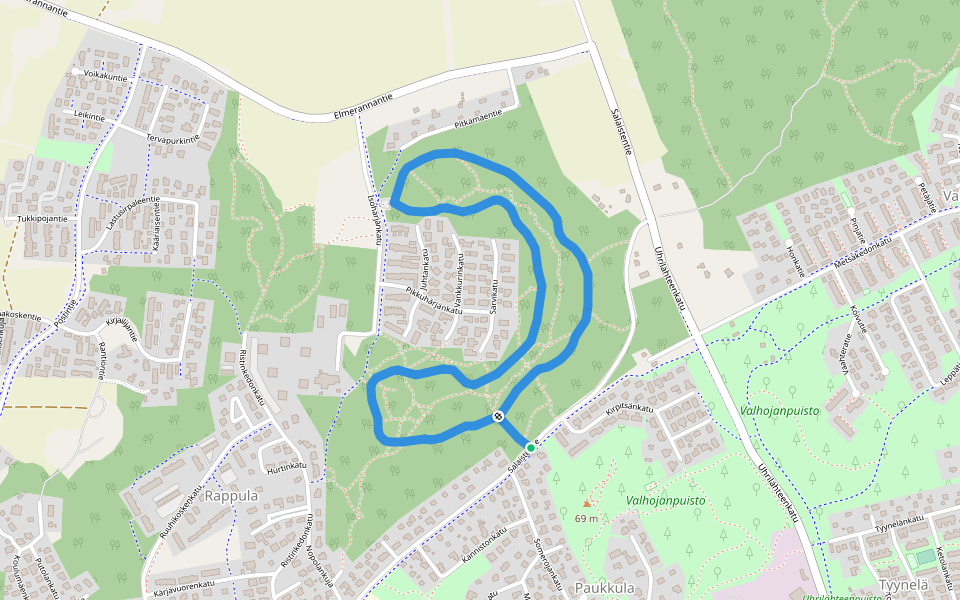 Isohärjänmäen kuntorata walking route map in Halikko