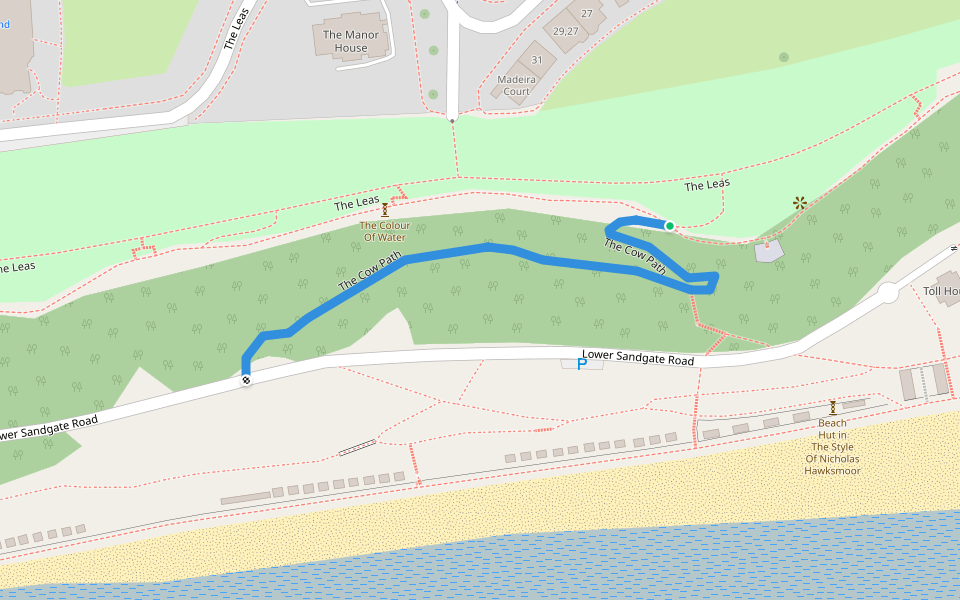The Cow Path walking route map in Folkestone