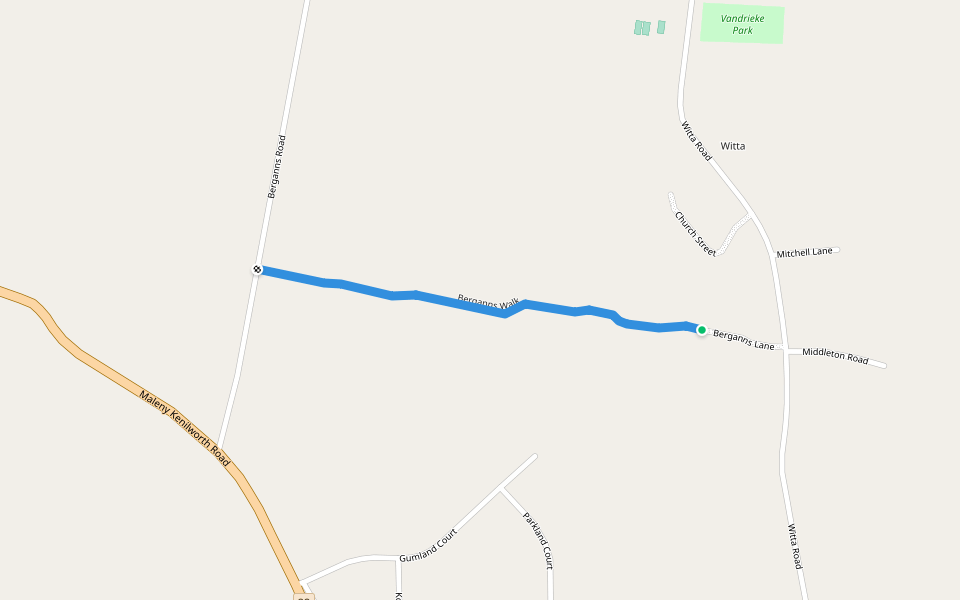 Berganns Walk walking route map in Witta