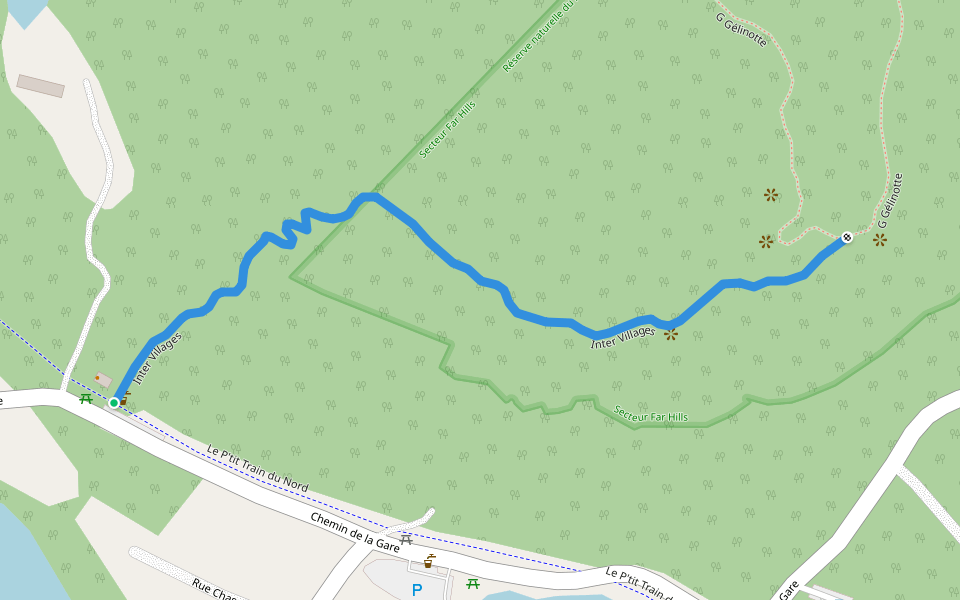 Inter Villages walking route map in Val-Morin