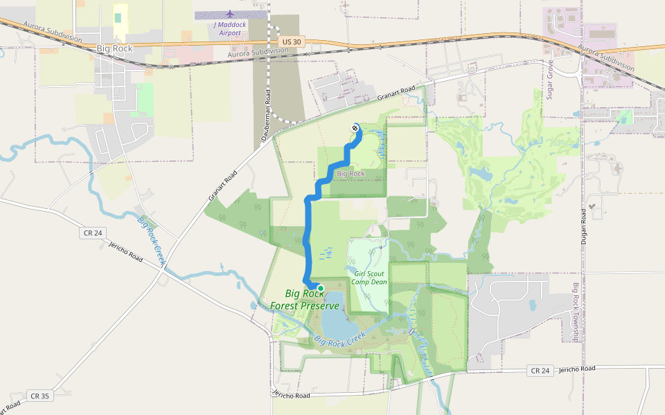 Camp to Lake Trail walking route map in Big Rock