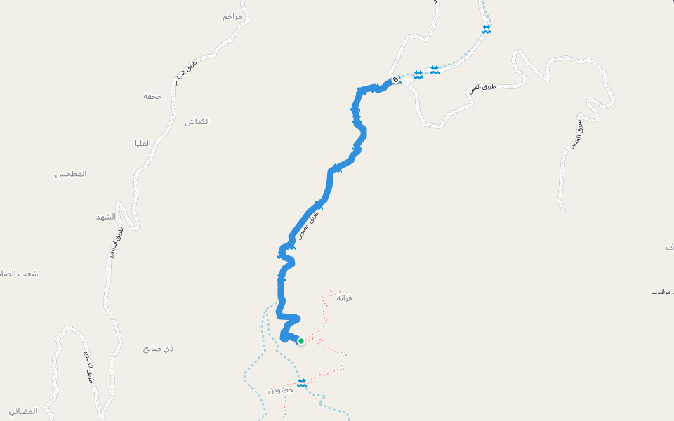 طريق حصوين walking route map in Parifa