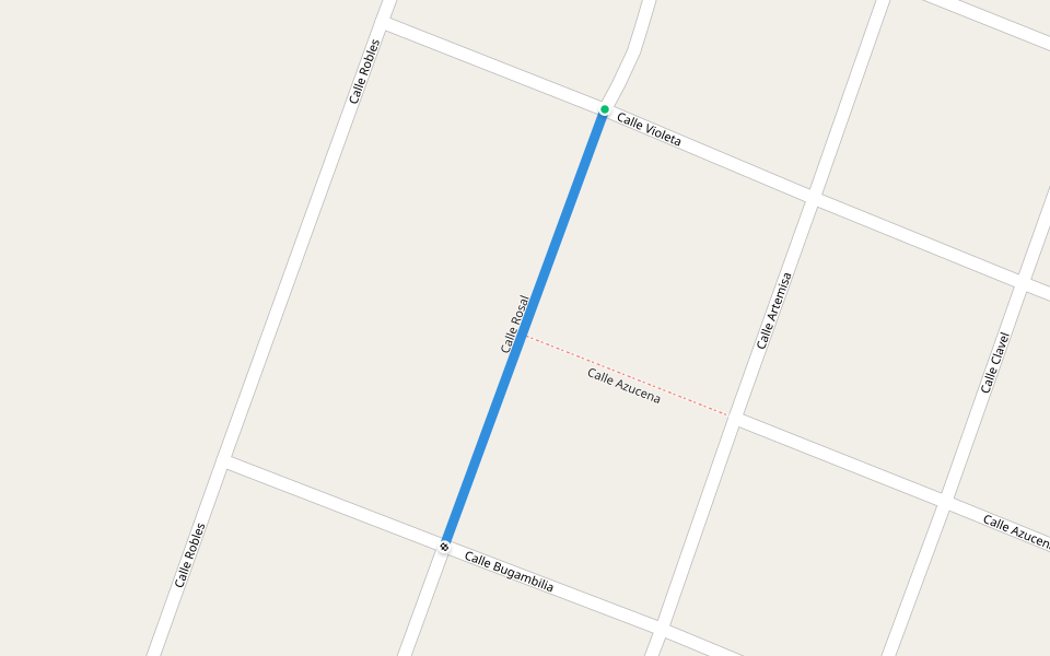 Calle Rosal walking route map in Colonia Venustiano Carranza