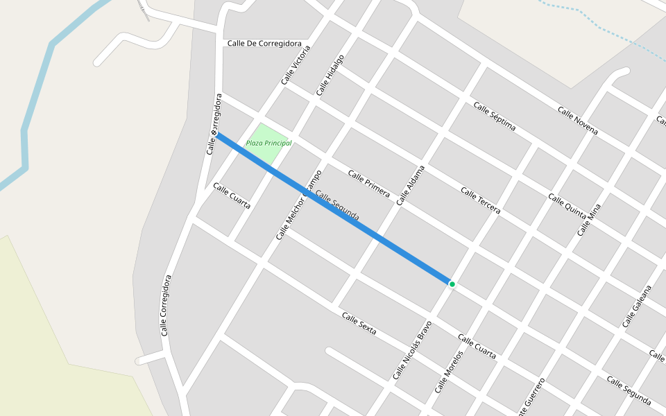 Calle Segunda walking route map in Cruces