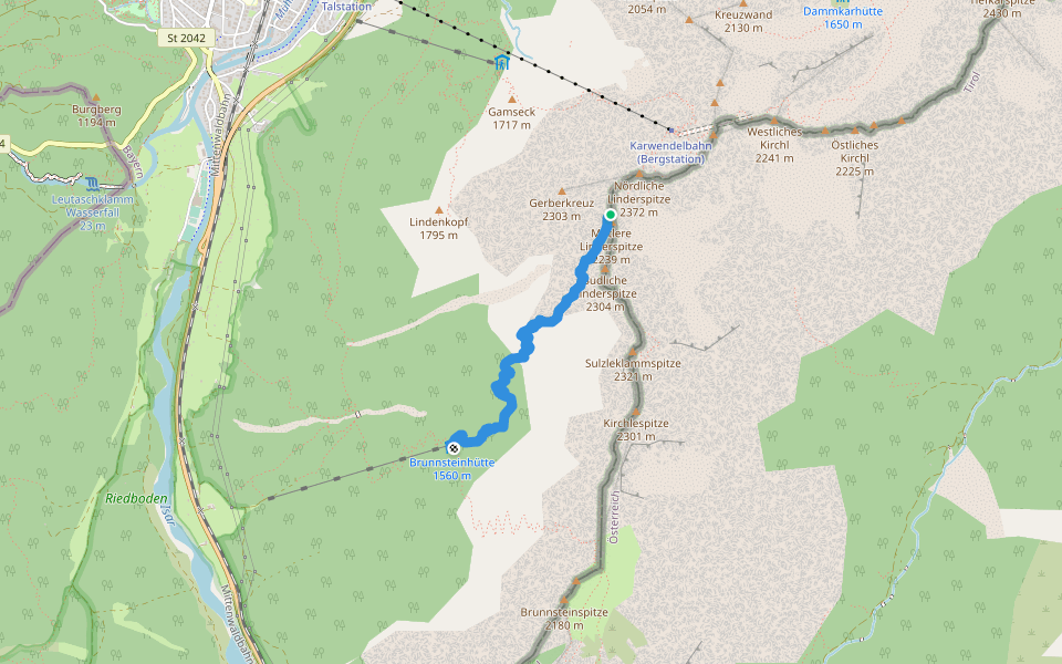 Heinrich-Noë-Steig walking route map in Zirl