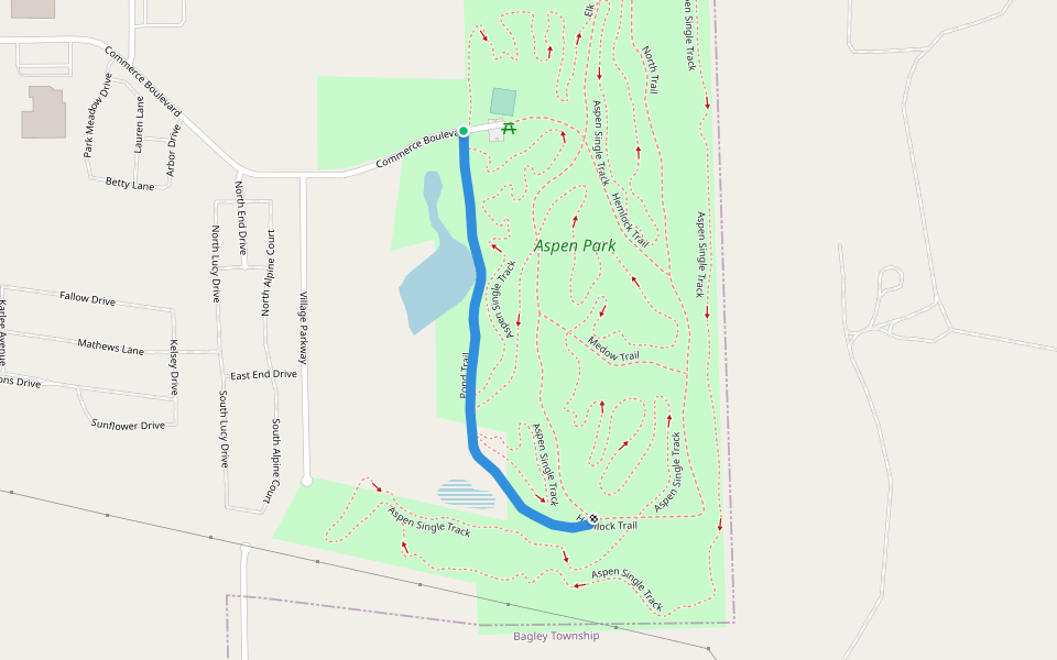 Pond Trail walking route map in Gaylord
