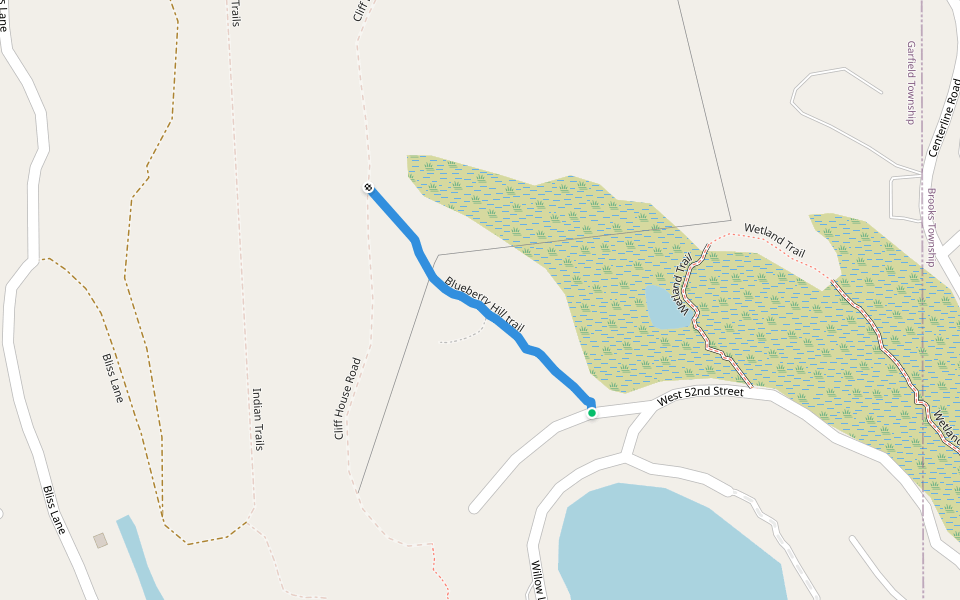 Blueberry Hill trail walking route map in Newaygo