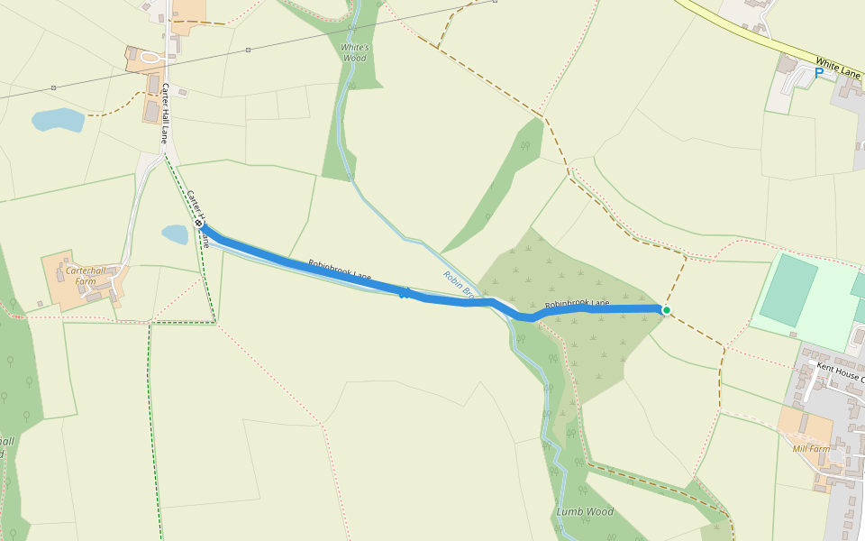 Robinbrook Lane walking route map in Ridgeway