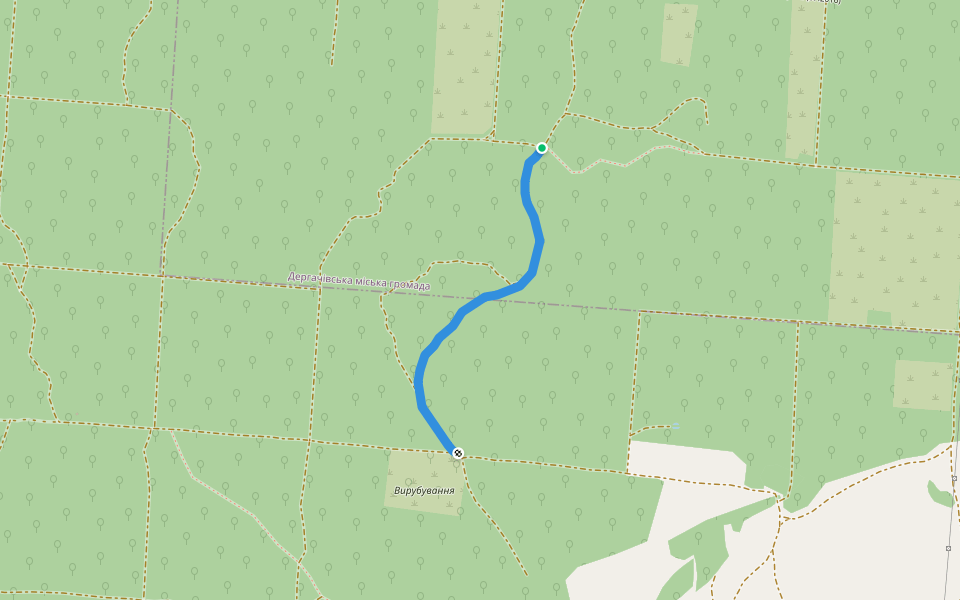 Заросшая/заваленная дорога (10.2016) walking route map in Semenivka