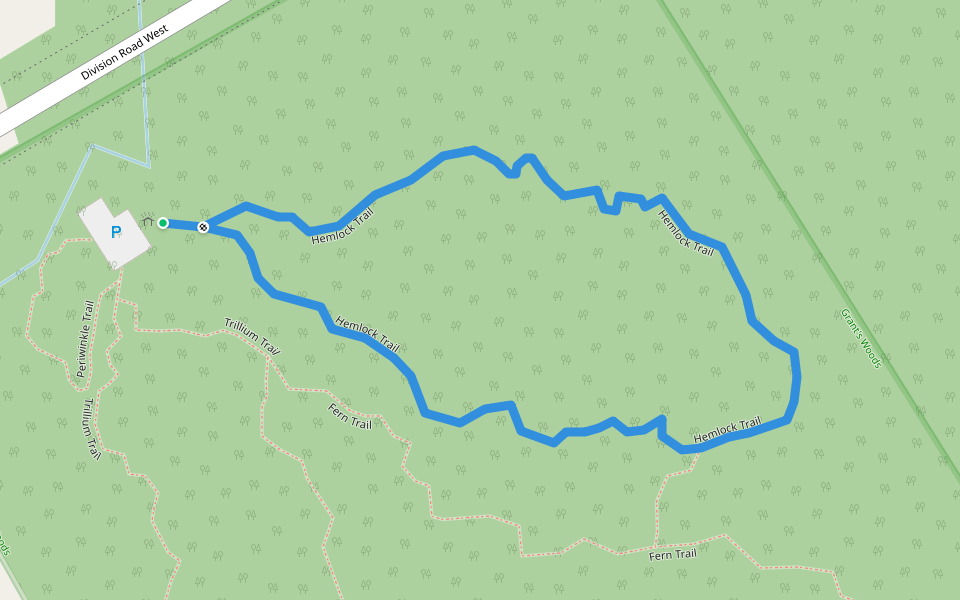 Hemlock Trail walking route map in Orillia