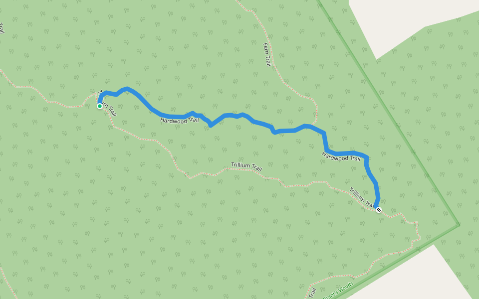 Hardwood Trail walking route map in Orillia