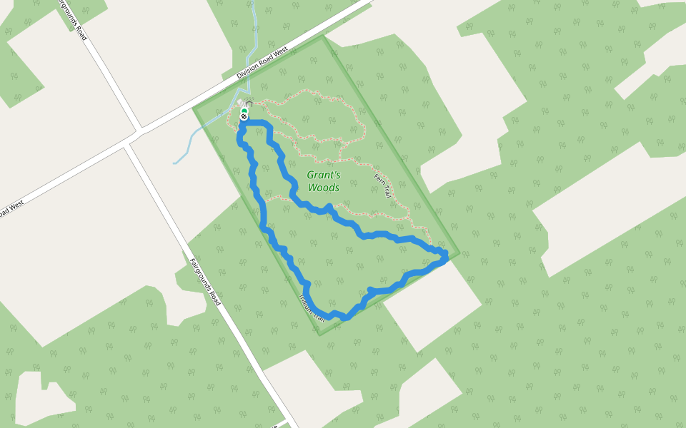 Trillium Trail walking route map in Orillia