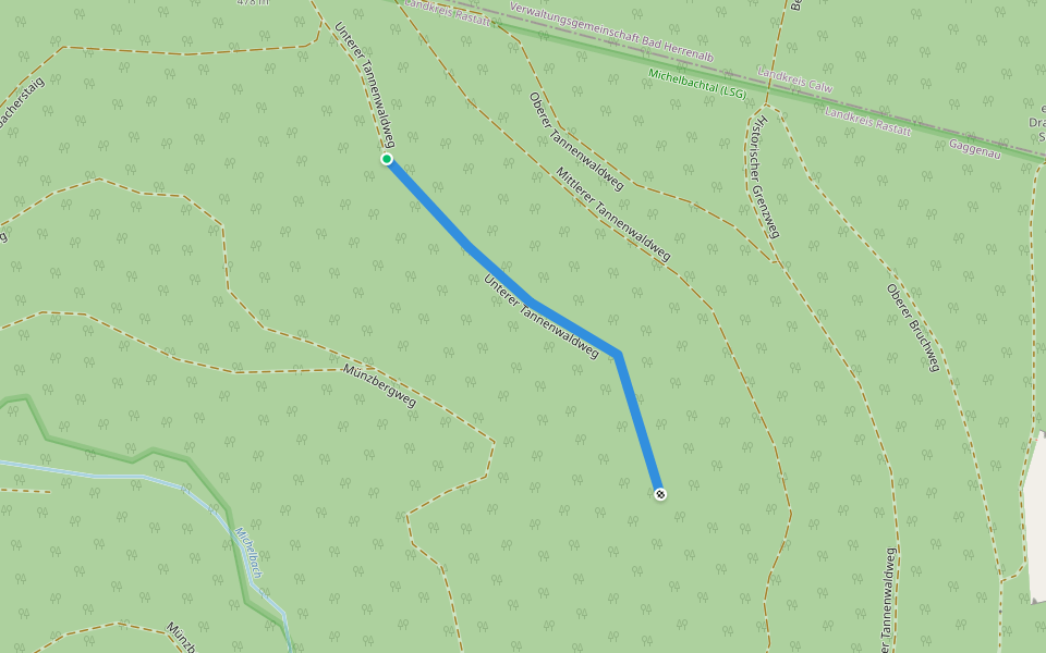 Unterer Tannenwaldweg walking route map in Gaggenau