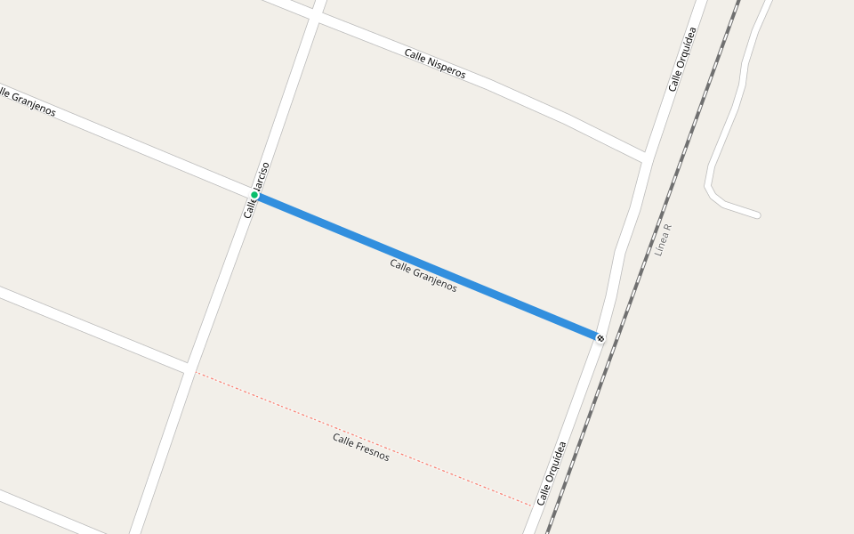 Calle Granjenos walking route map in Colonia Venustiano Carranza