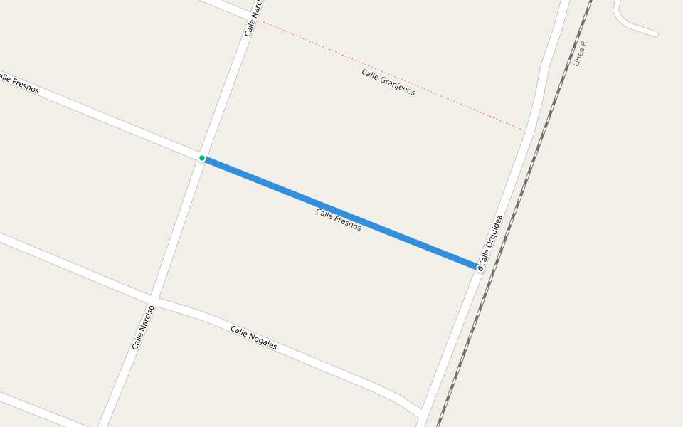 Calle Fresnos walking route map in Colonia Venustiano Carranza