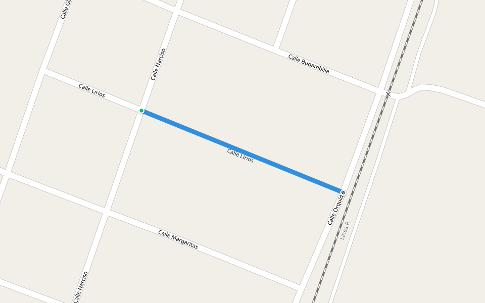 Calle Lirios walking route map in Colonia Venustiano Carranza
