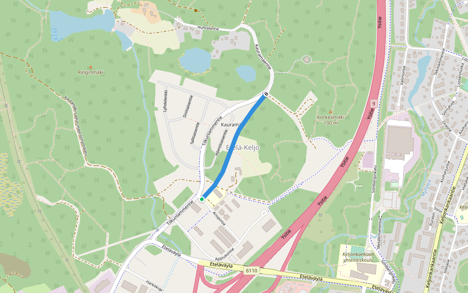 Kaurapellonpolku walking route map in Jyväskylä