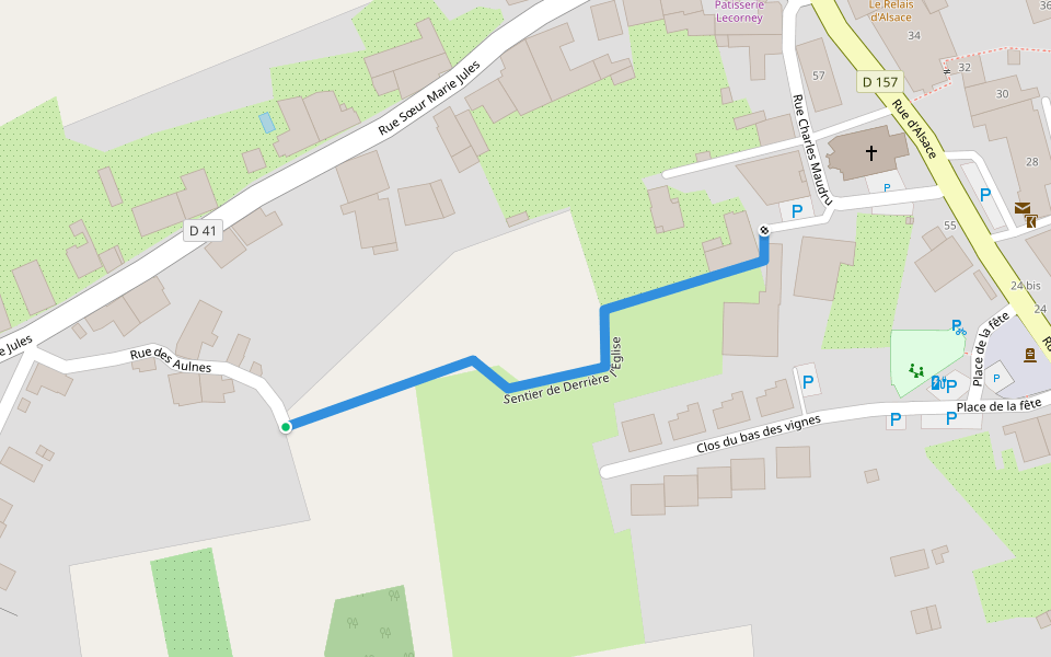 Sentier de Derrière l'Église walking route map in Igney