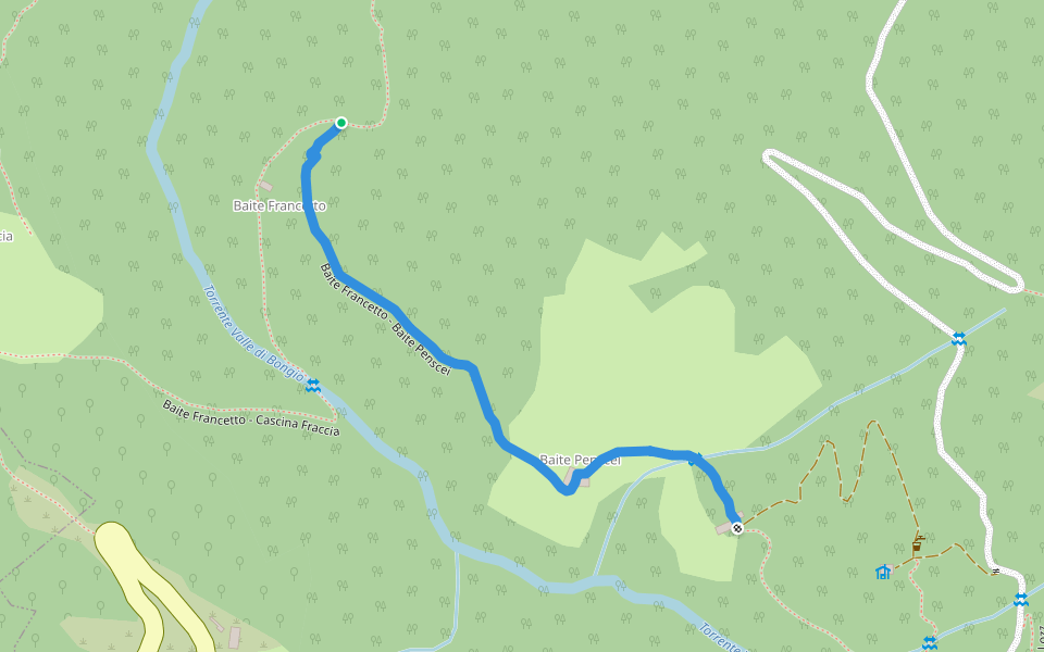 Baite Penscei - Baita Nova walking route map in Mezzacca