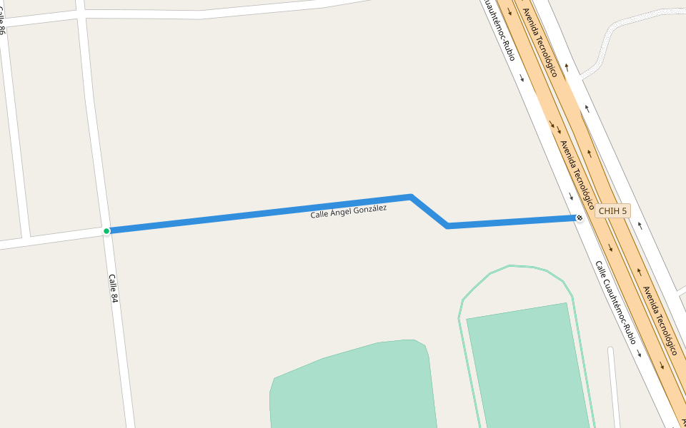 Calle Ángel González walking route map in Cuauhtémoc