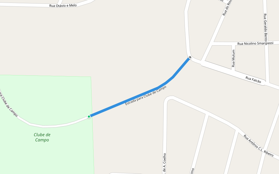 Estrada Para Clube de Campo walking route map in Guaxupé