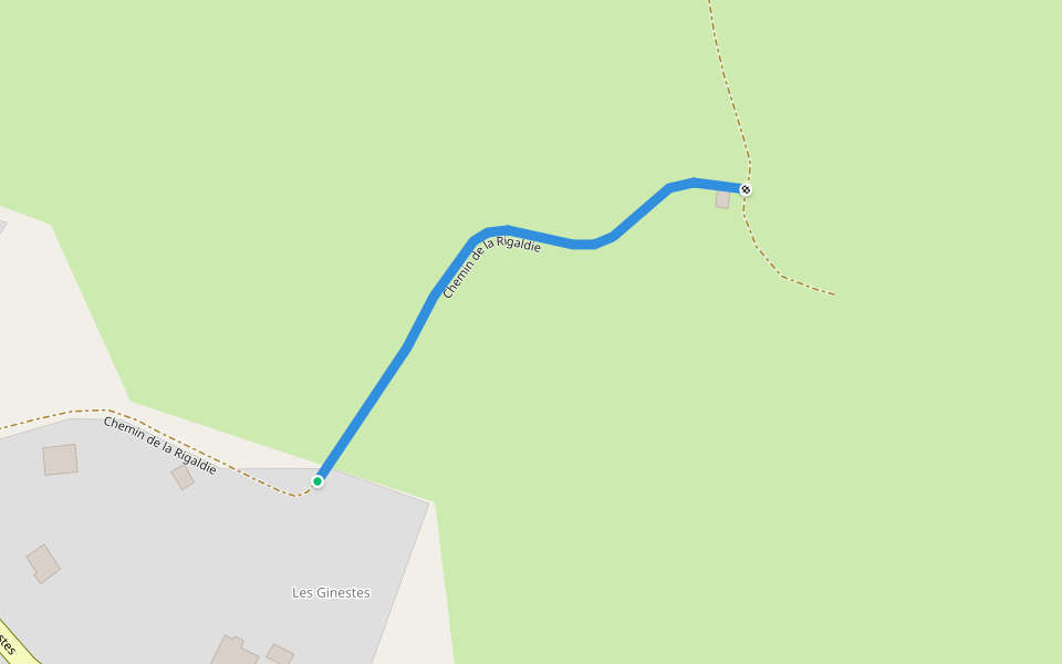 Chemin de la Rigaldie walking route map in Saint-Côme-d'Olt
