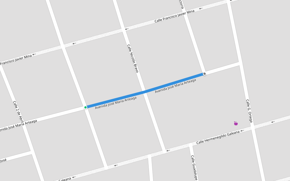 Avenida José María Arteaga walking route map in Allende
