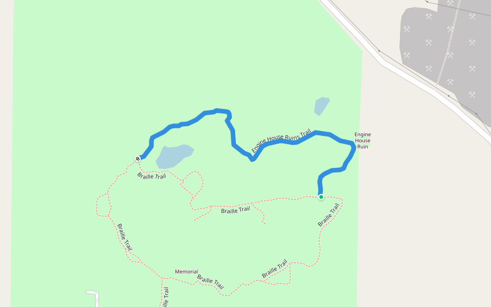 Engine House Ruins Trail walking route map in Ironton